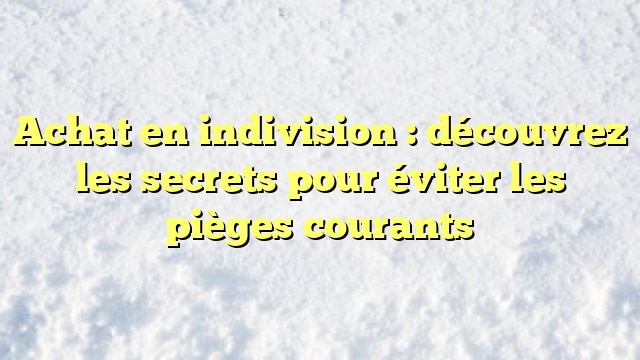Achat en indivision : découvrez les secrets pour éviter les pièges courants