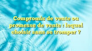 Compromis de vente ou promesse de vente : lequel choisir sans se tromper ?